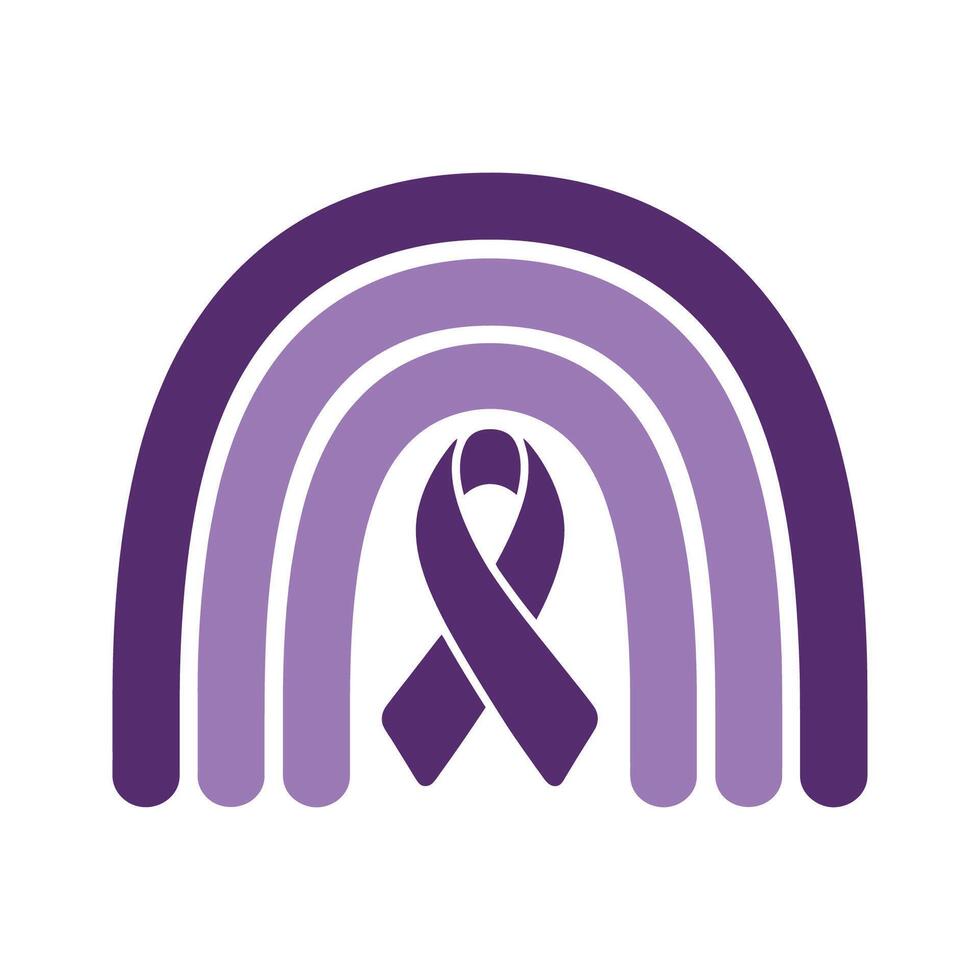 Purple Awareness Ribbon and Rainbow Illustration vector