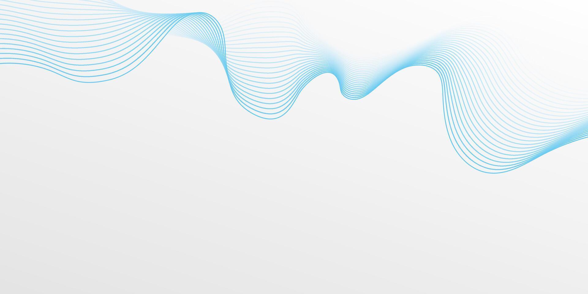 Abstract blue flowing lines wave on a light grey background. Dynamic smooth digital technology backdrop. Future smoke wavy line design for brochure, ads, website, banner, presentation vector