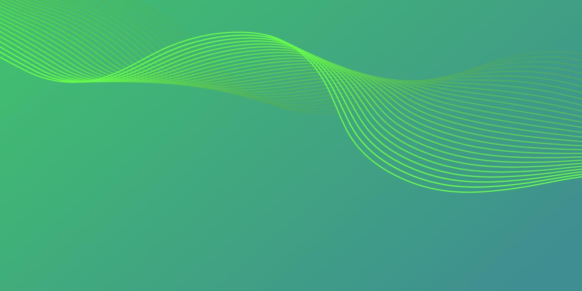 Green smooth wave background. Flow motion lines. Simple business green background with flowing dynamic wave lines for presentation, website, banner, ads, posters. vector