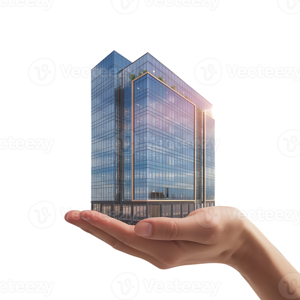 Urban Planning Concept Transparent of Buildings in Hand png
