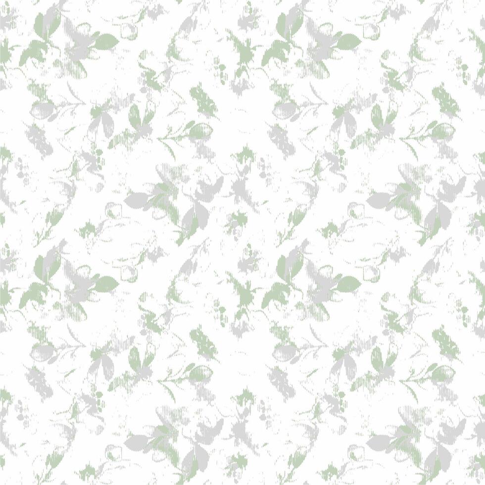 A green and white floral wallpaper pattern vector