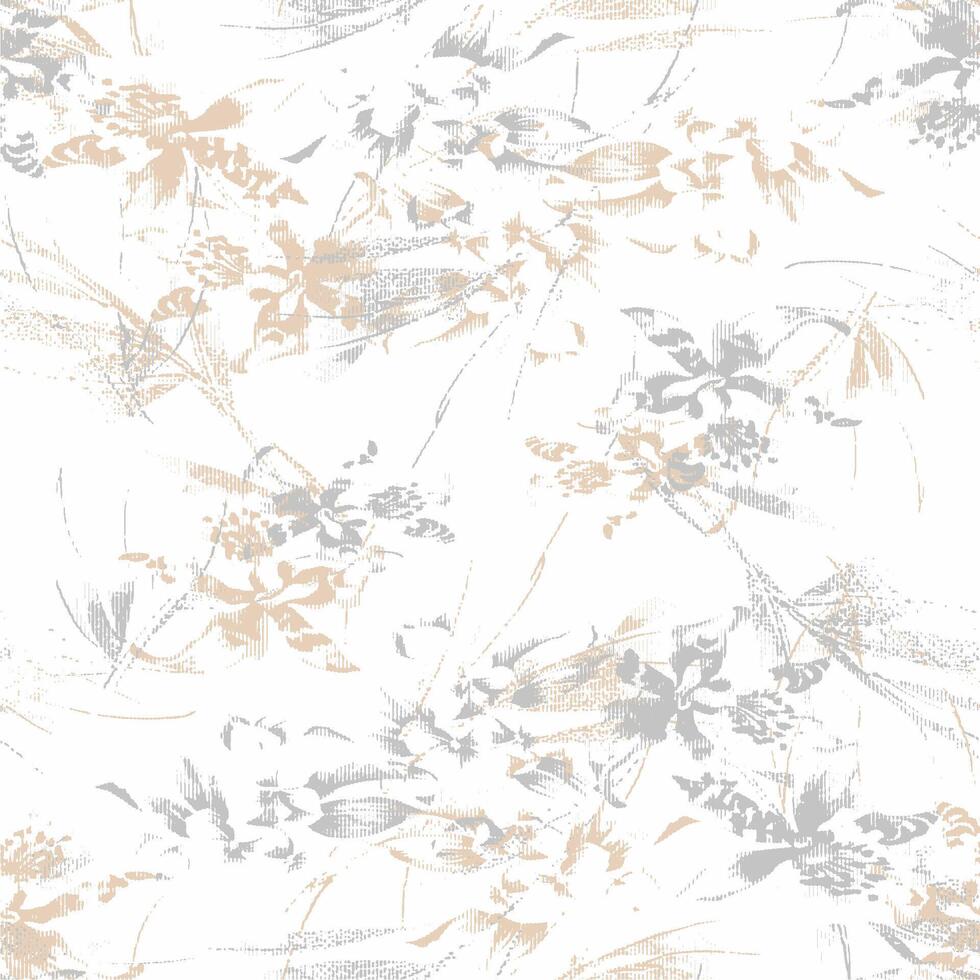 A white and gray floral wallpaper with a gold and silver design vector
