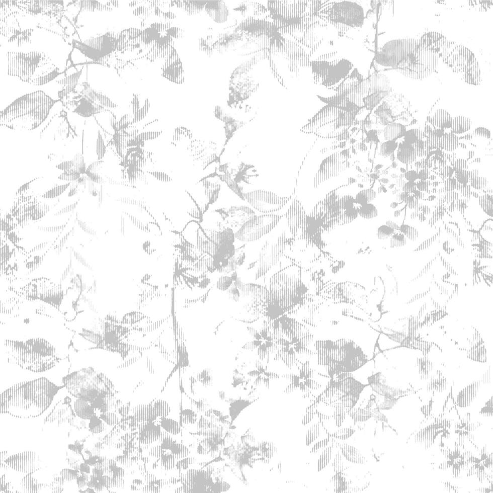 A white and grey floral wallpaper with leaves vector