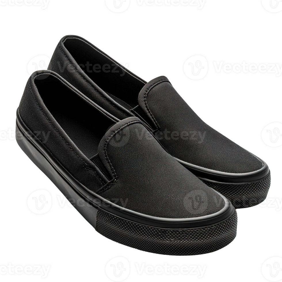 Black Canvas Loafers with Rubber Soles Isolated on Transparent Background png
