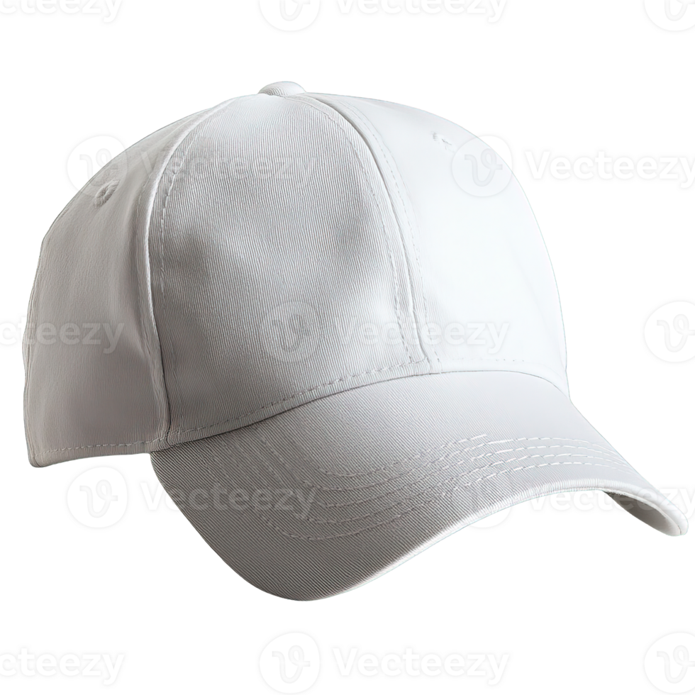 Clean White Baseball Cap with Stitching Details Isolated on Transparent Background png