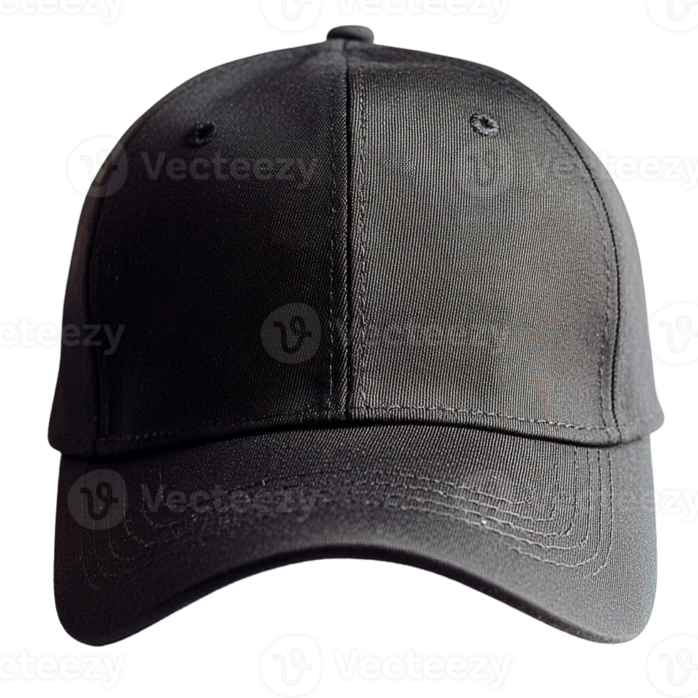Trendy Black Baseball Cap with Classic Fit Isolated on Transparent Background png