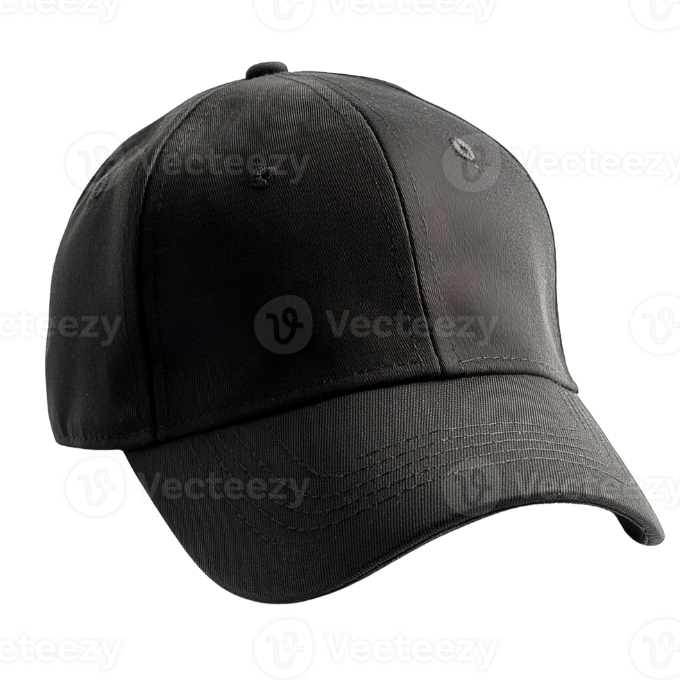 Minimalist Black Baseball Cap with Structured Design Isolated on Transparent Background png