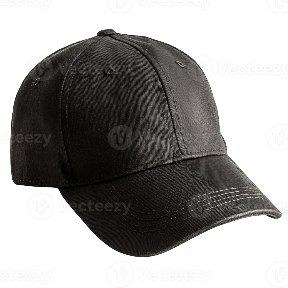 Black Cap with Curved Brim Isolated on Transparent Background png