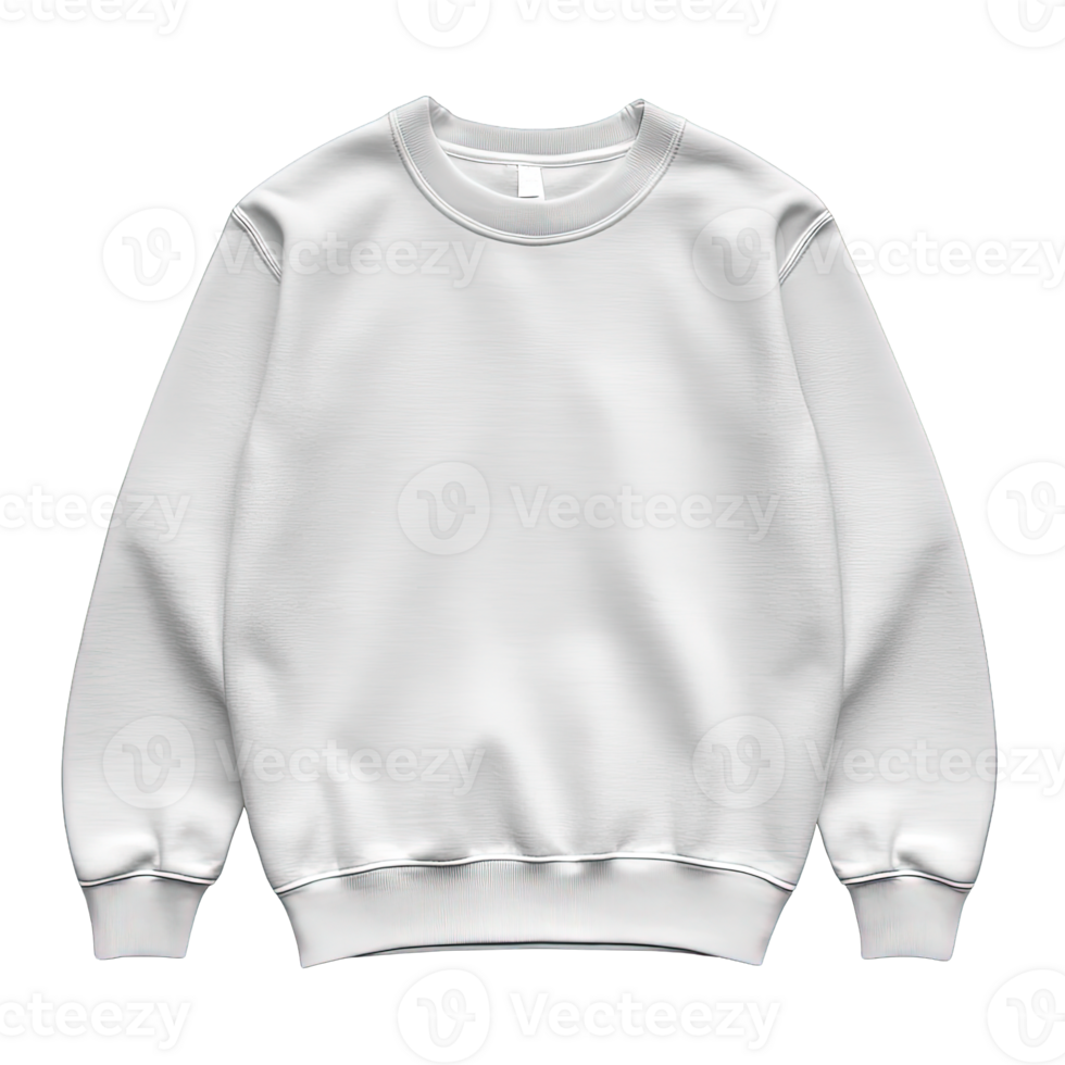 Realistic White Pullover Sweatshirt Isolated on Transparent Background png