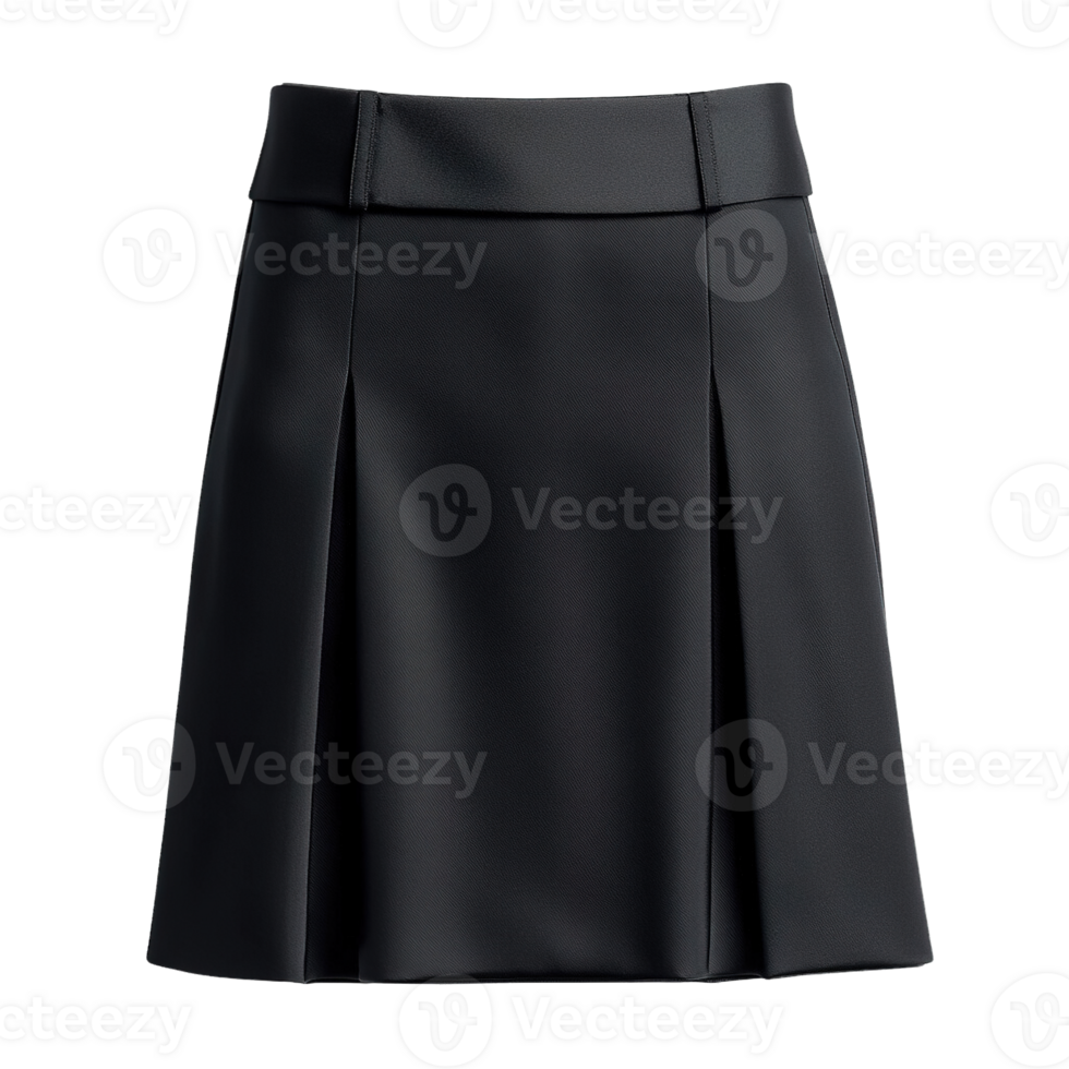Stylish Black School Uniform or Office Wear Skirt with Neatly Pressed Pleats and Belt Loops on Transparent Background png