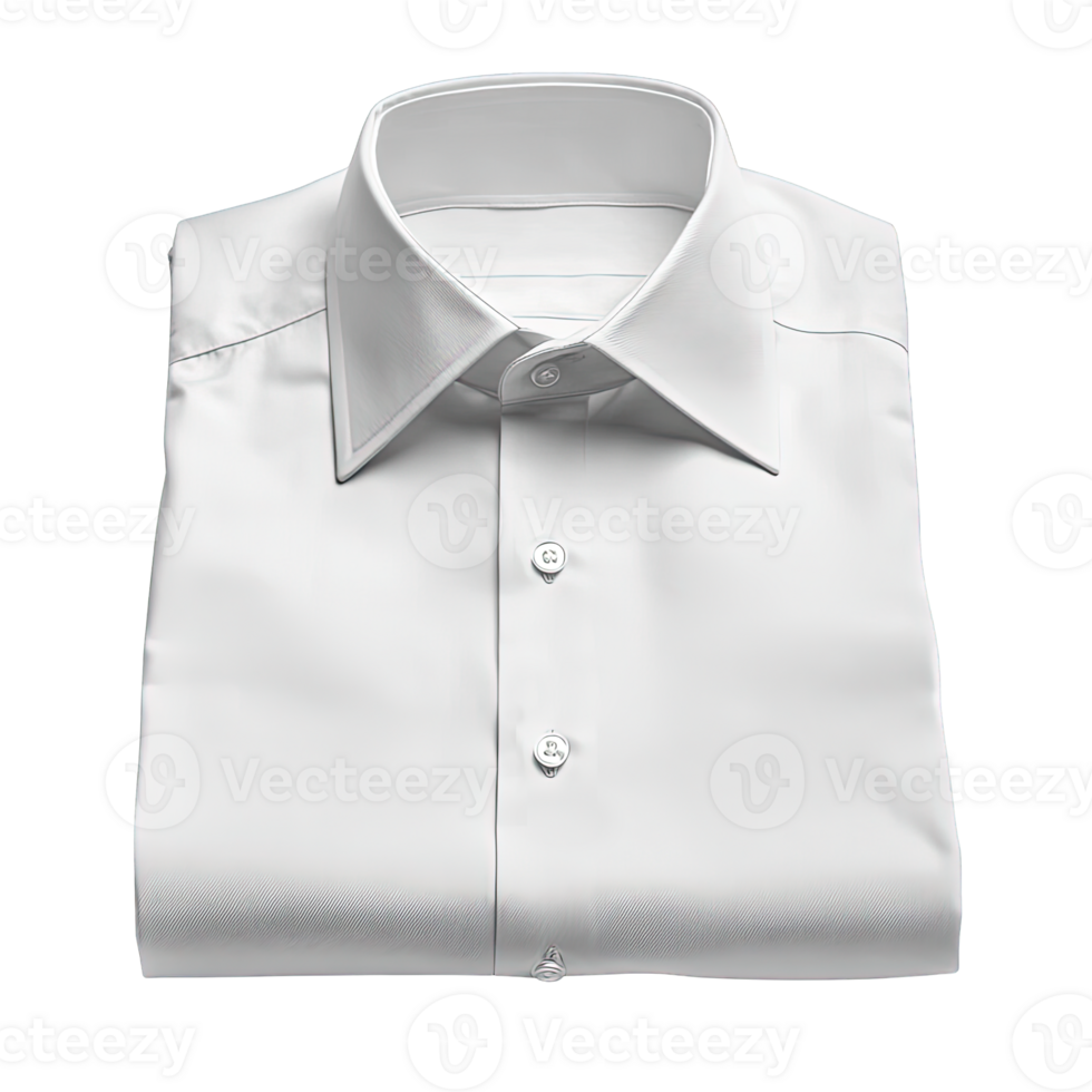 Neatly Folded White Formal Dress Shirt with Classic Pointed Collar and Button-Up Design Isolated on Transparent Background png