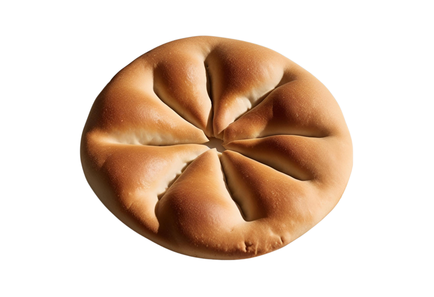Traditional Ramadan Pita isolated, featuring soft texture and golden crust png