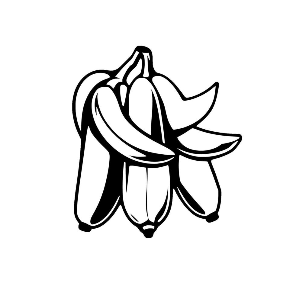 Bunch Of Peeled Bananas Black And White Illustration vector