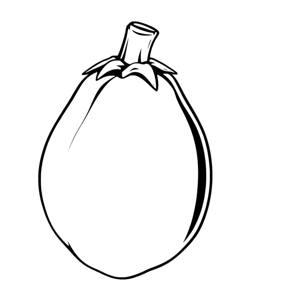 Line Art Drawing Of A Single Eggplant Vegetable vector