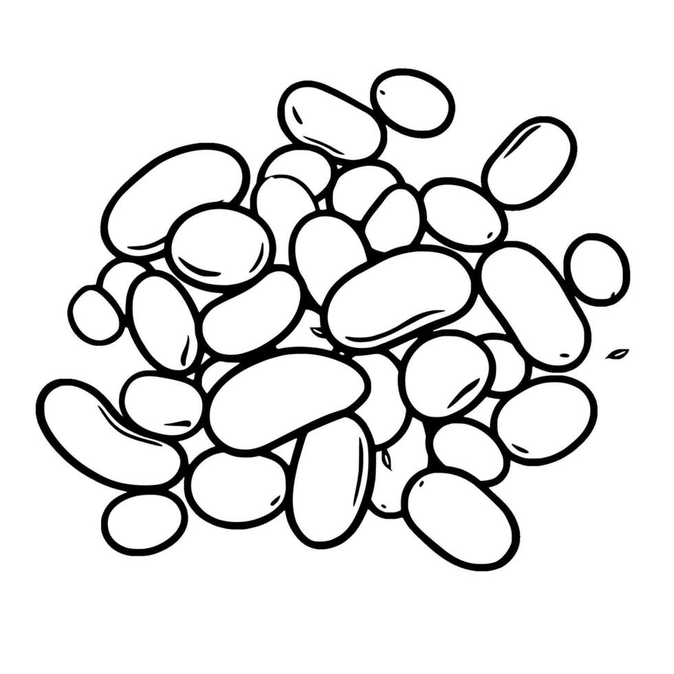 A Pile Of Smooth Oval-Shaped Beans Illustration vector