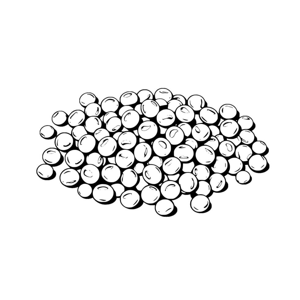 A Pile Of Round Soybeans Black And White Illustration vector