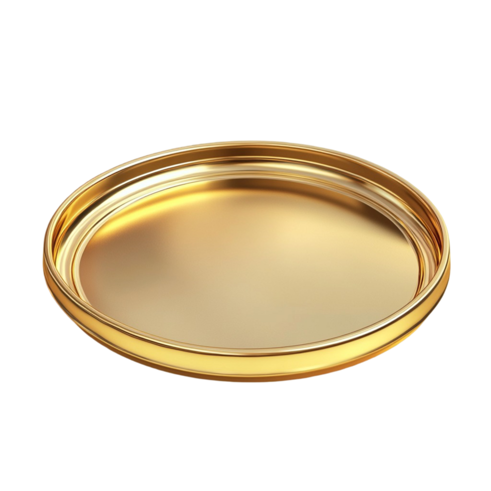 Round Golden Metal Tray - Transparent Background png
