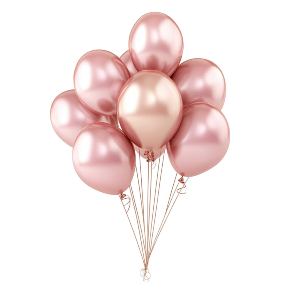 Pink Metallic Balloons Cluster on transparent background png