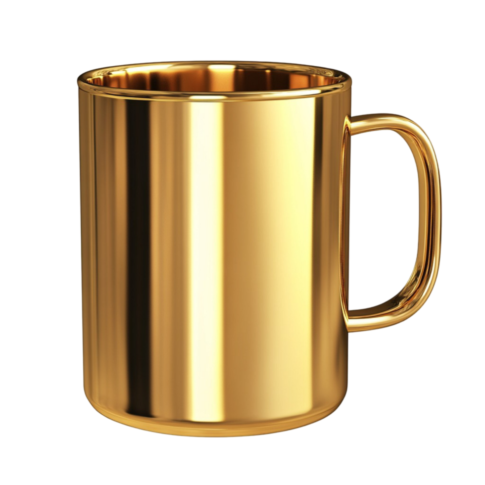 Elegant Gold Mug with Handle - Transparent Background png