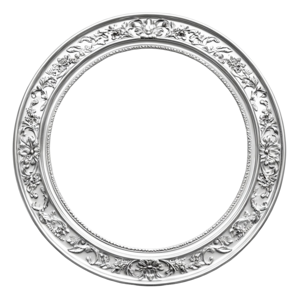 Ornate Silver Decorative Frame - Transparent Background png
