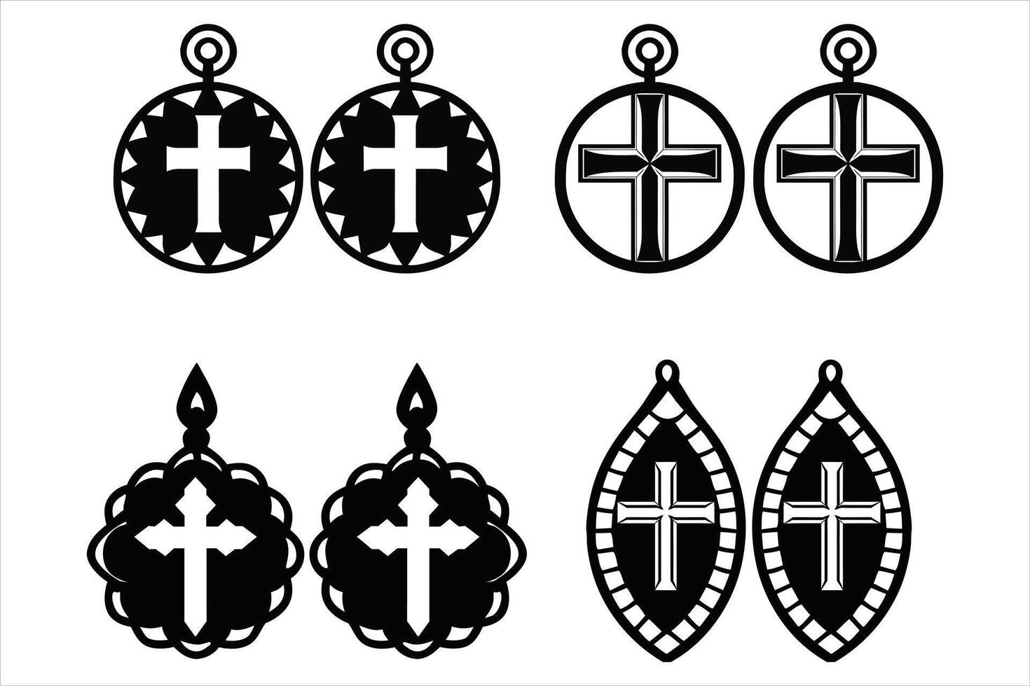 The Elegance of Cross Earrings vector