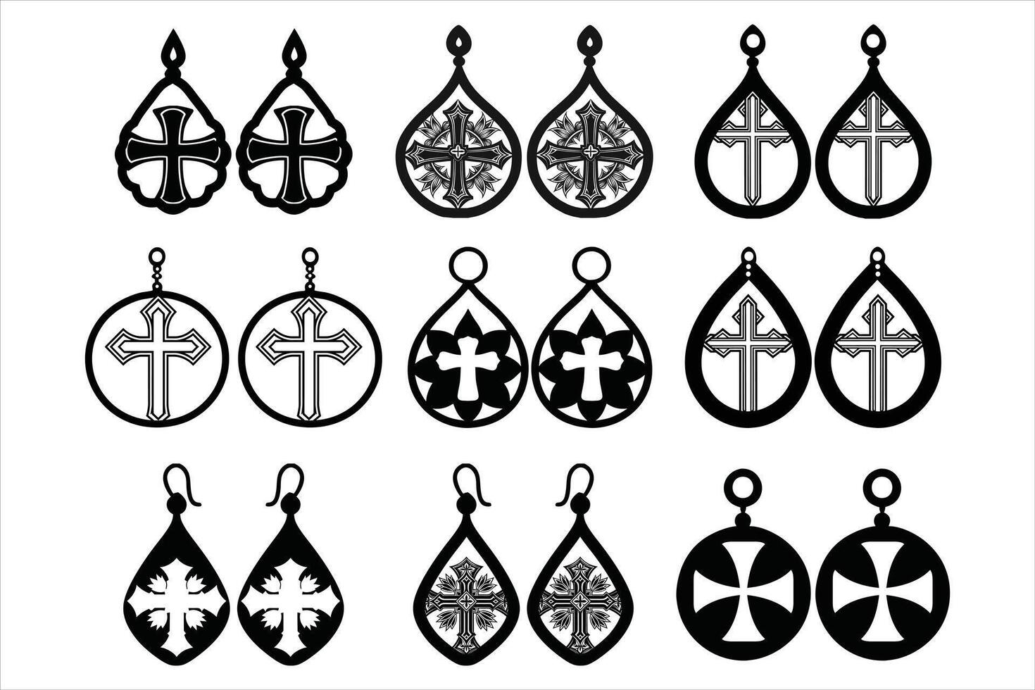 Cross Earrings for a Timeless Look vector