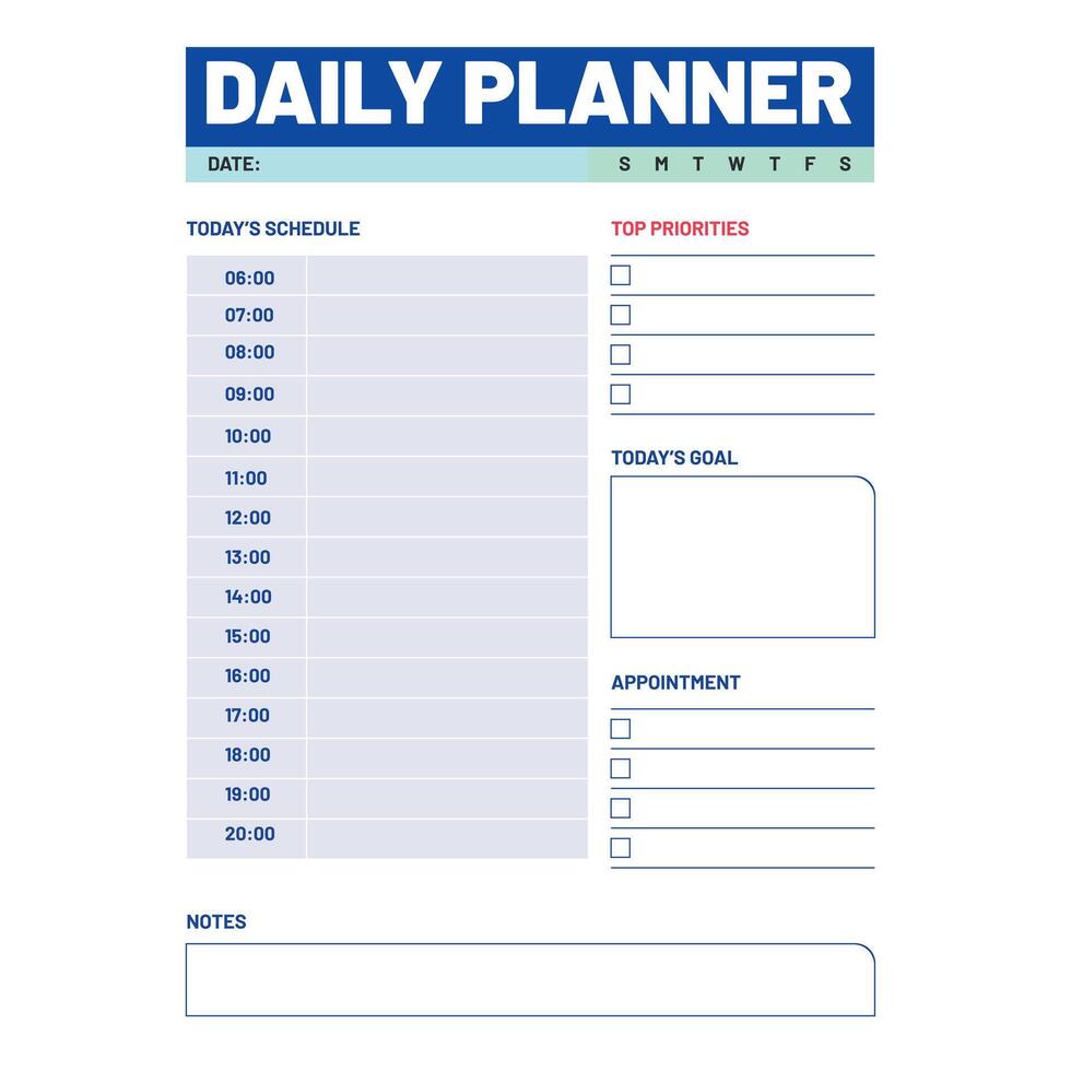 Neat Daily Planner Template Concept vector