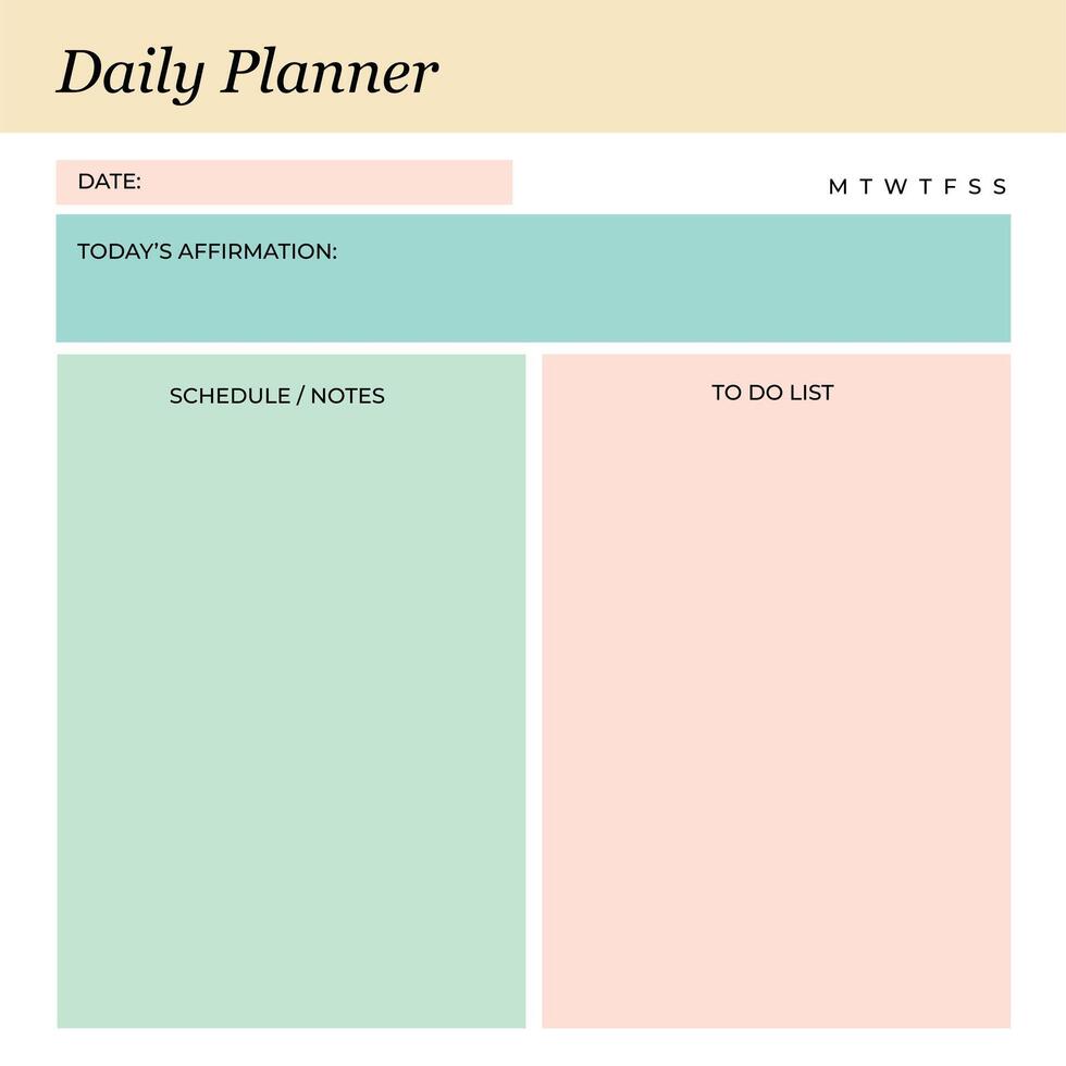 Daily Planner Template Concept vector