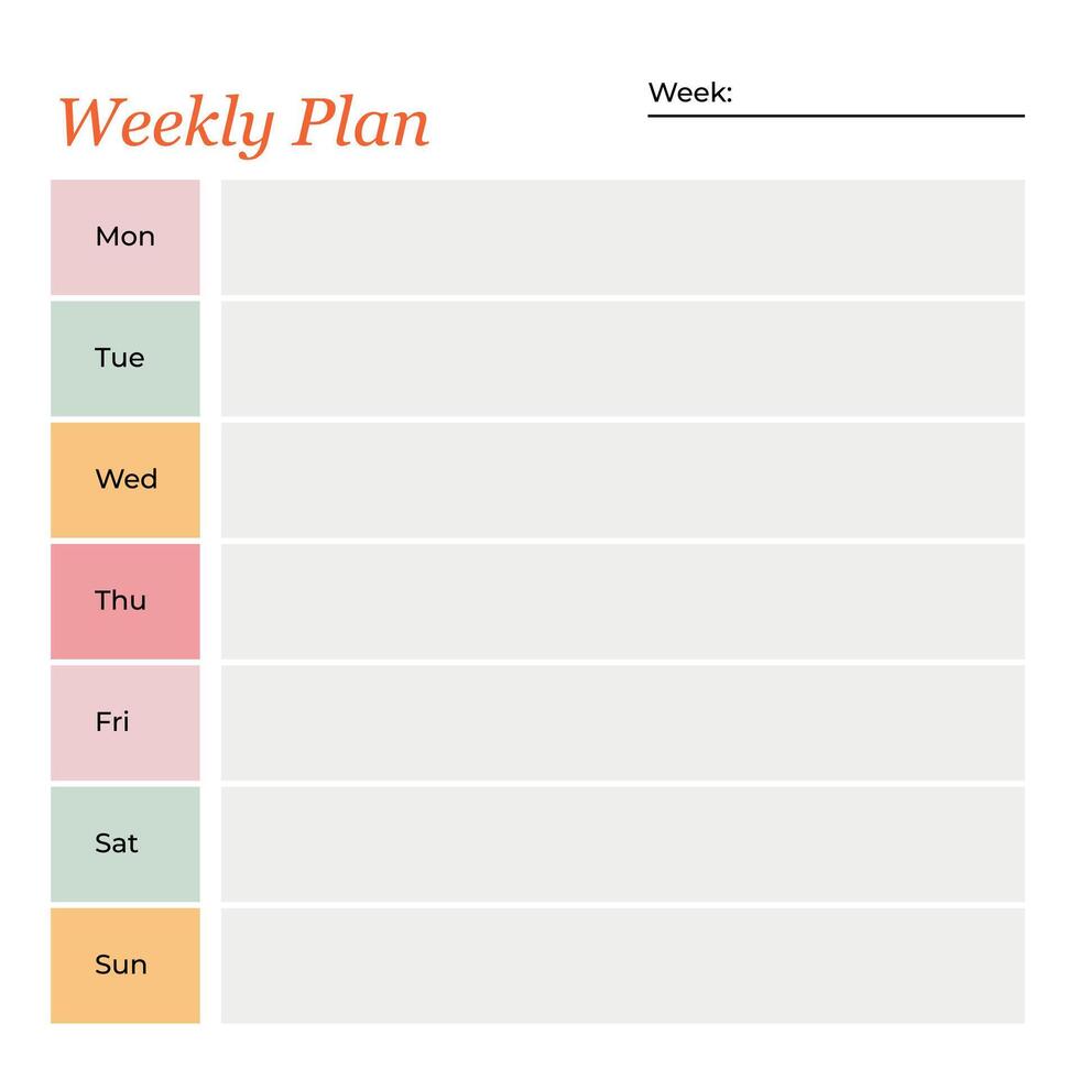 Weekly Planner Template Concept vector