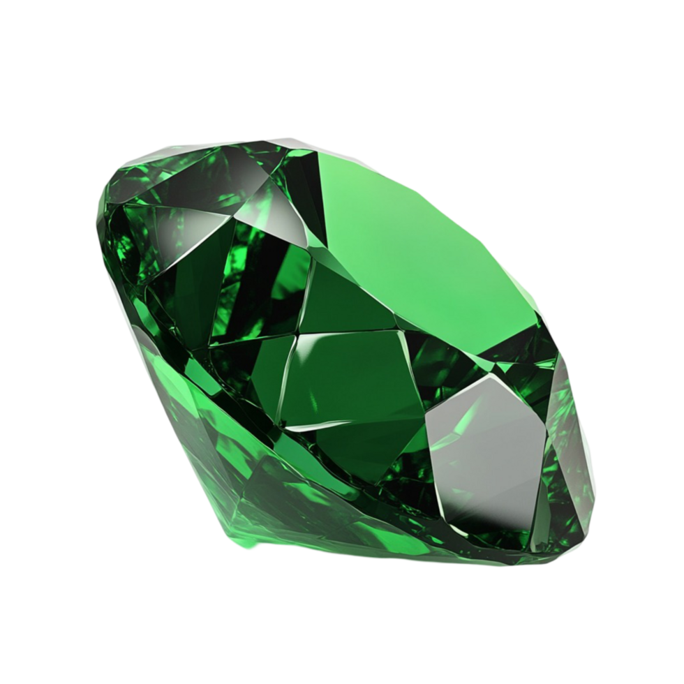 Shiny Green Emerald Gemstone on Transparent Background png
