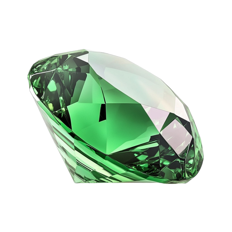 Emerald Cut Green Diamond Gemstone on Transparent Background png