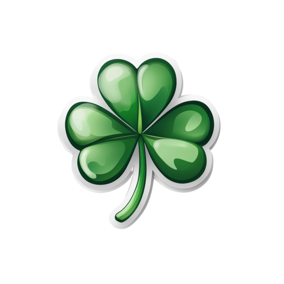 Lucky Green Clover Symbol with Glossy Finish on Transparent Background png