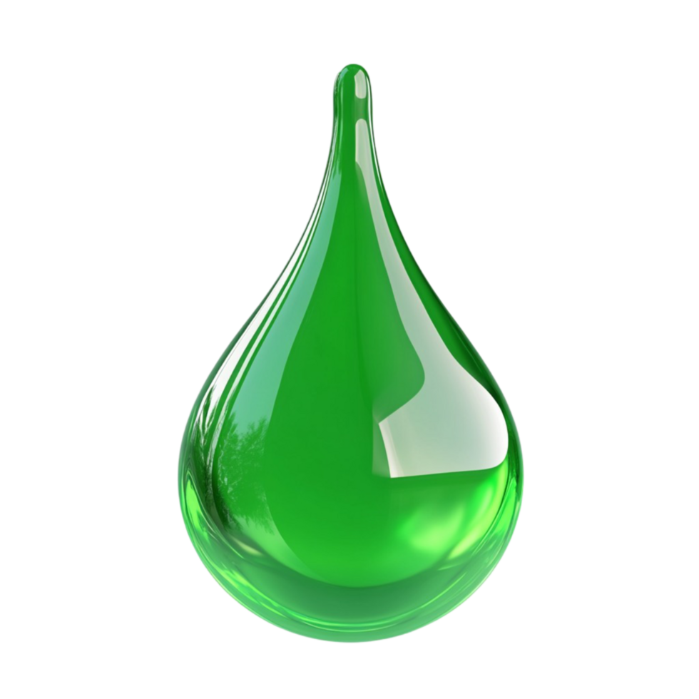 Large Transparent Green Water Droplet on Transparent Background png