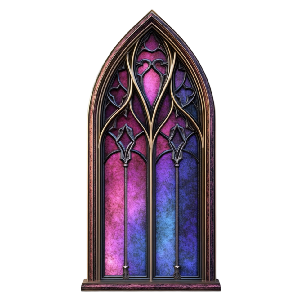 Colorful Gothic Window on Transparent Background png