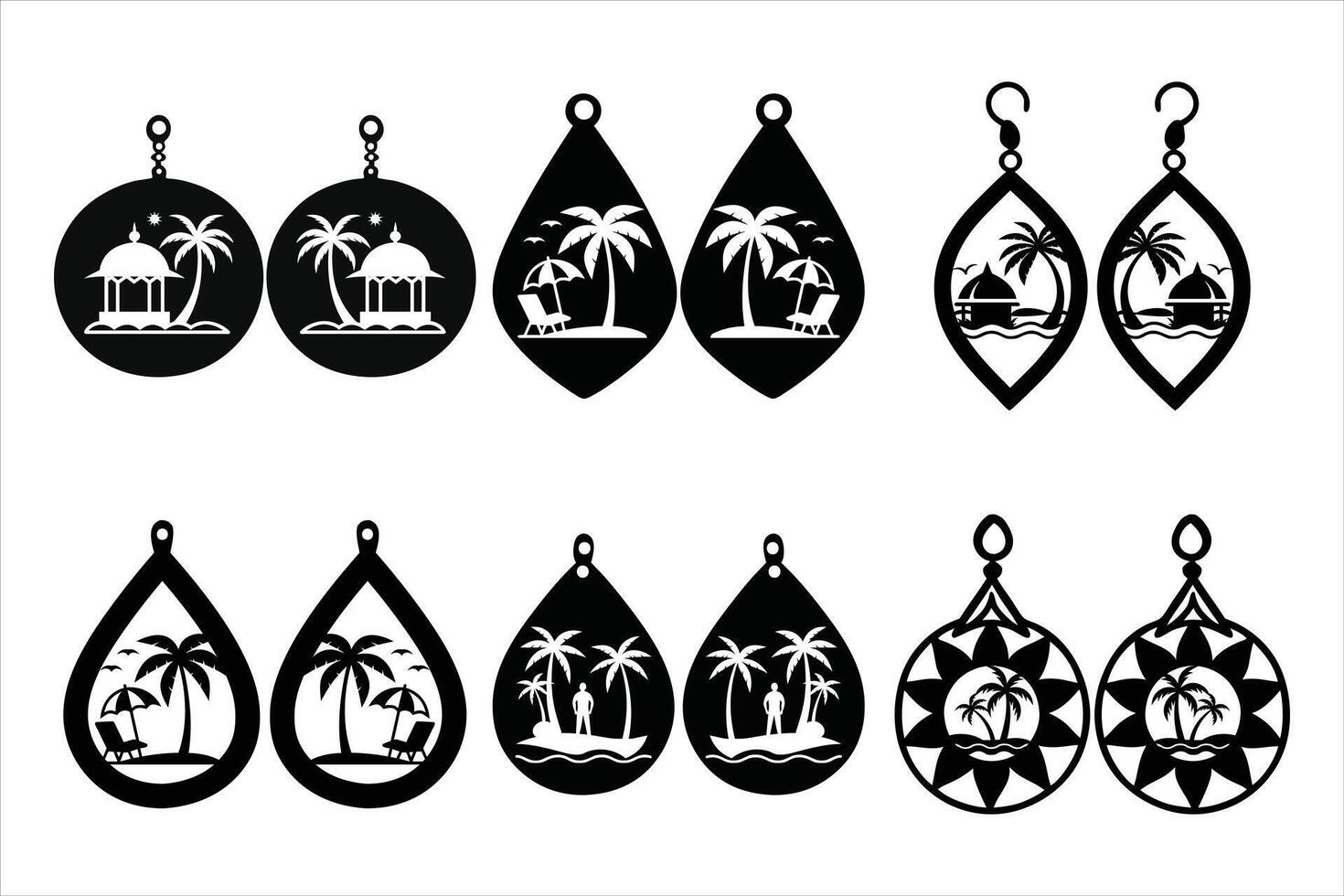 Seashell Beach Scene Earrings for a Coastal Touch vector