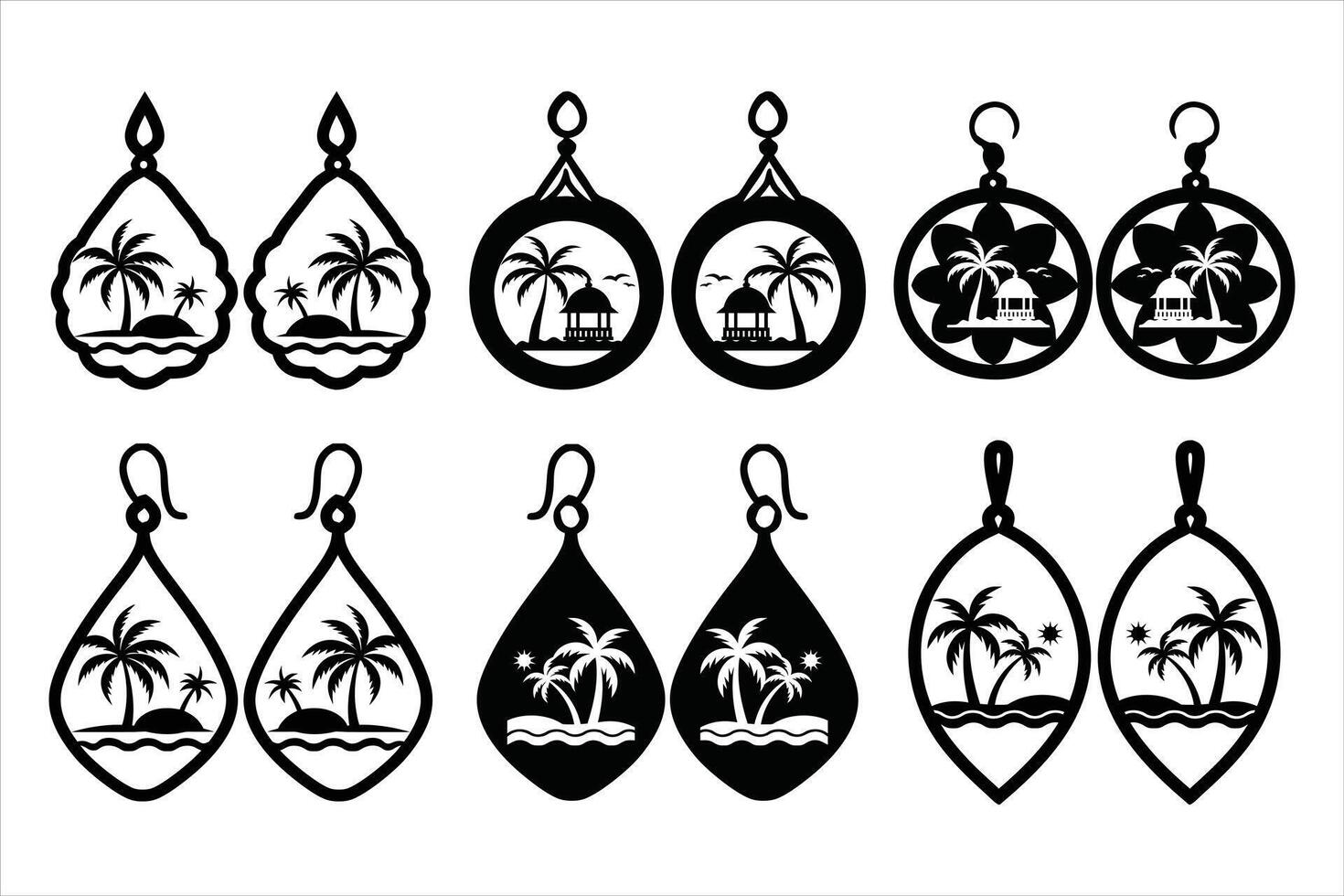 Beach Scene Charm Earrings for Tropical Dreamers vector