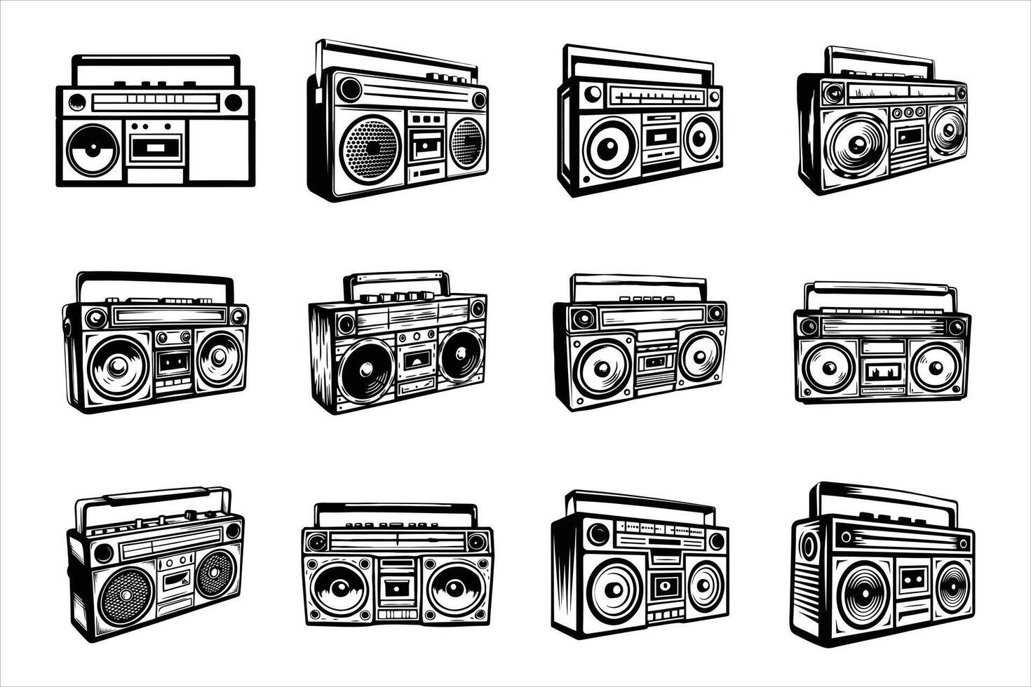 The Classic Sound of a Vintage Boombox vector