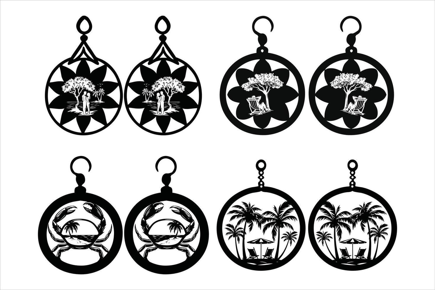 Beach Scene Stud Earrings for a Simple Accent vector