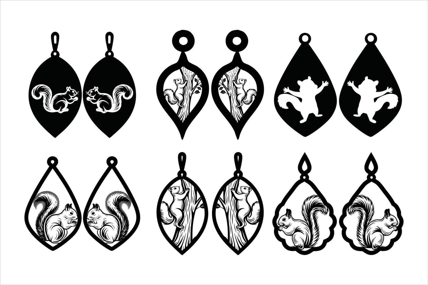 Unique Squirrel Earrings for Gift Ideas vector