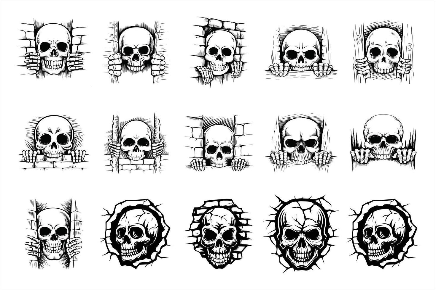Skull in the Wall vector