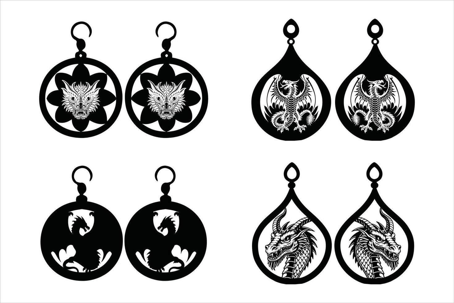 Colorful Dragon Earrings for a Vibrant Statement vector