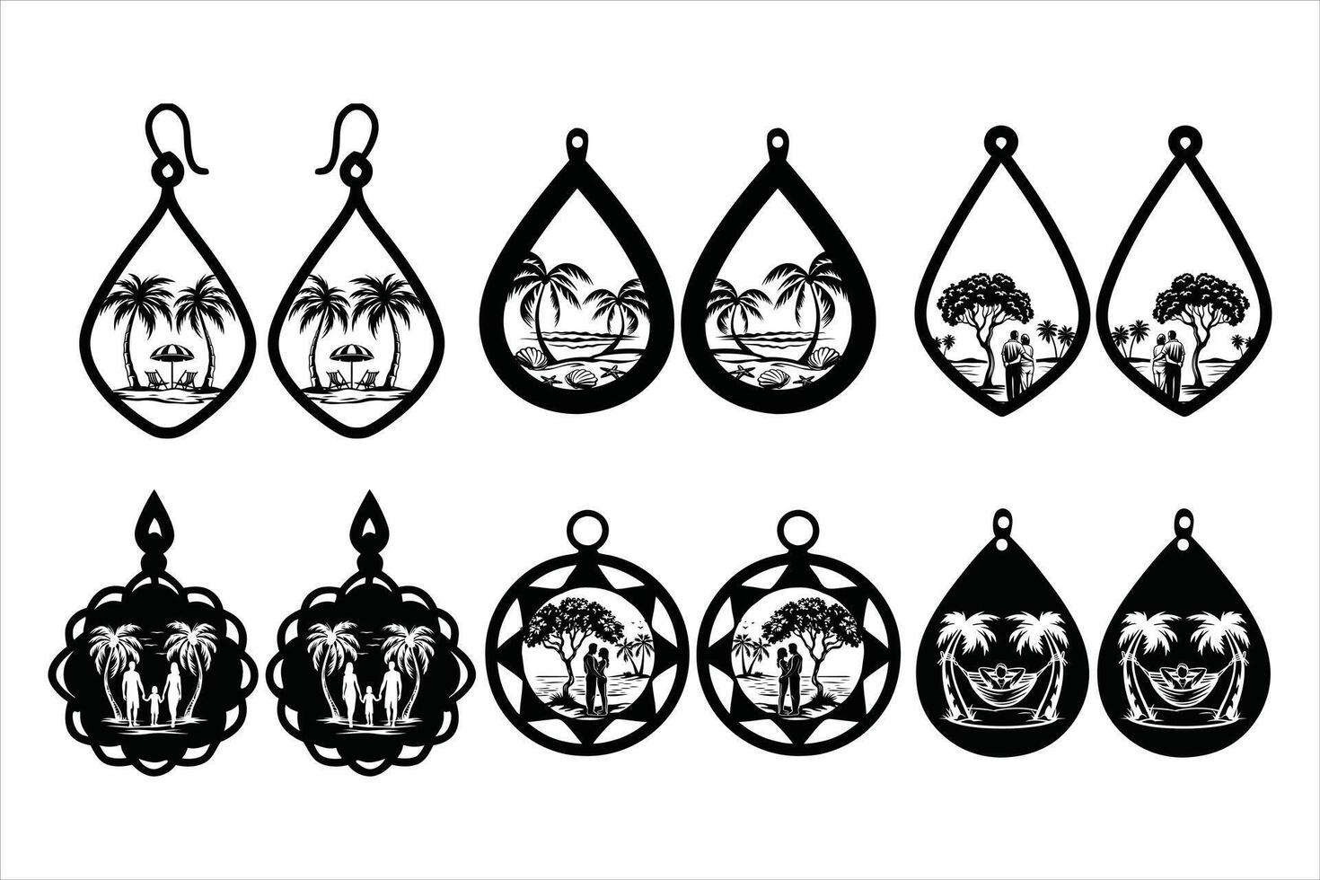 Sunset Beach Scene Earrings for a Relaxing Look vector