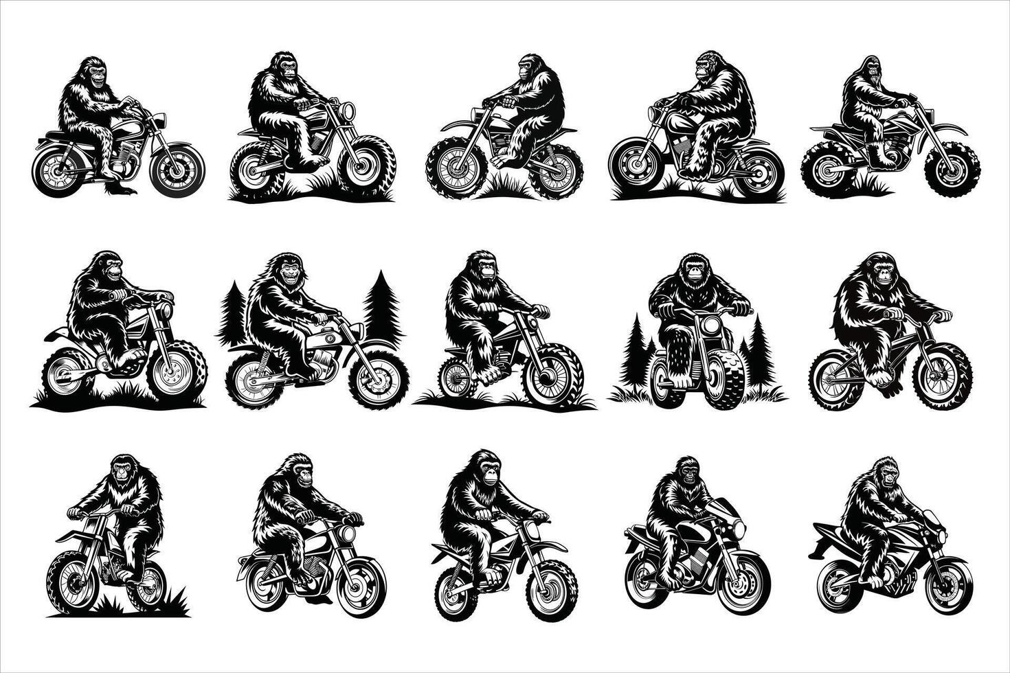 Bigfoot Riding Bike Premium vector