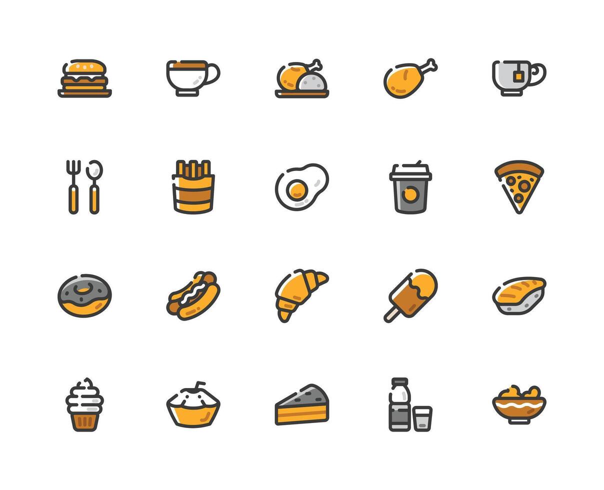 Collection of The Most Popular Food and Beverage in the World. vector