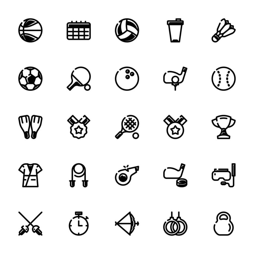 All Sports Icon with Black Fill Icon Style. vector