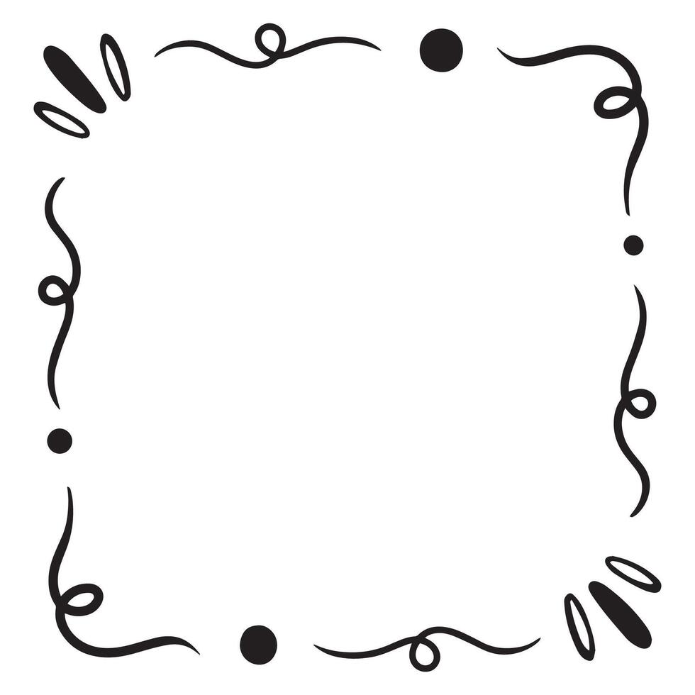 Abstract doodle square frame hand drawn for element and illustration vector