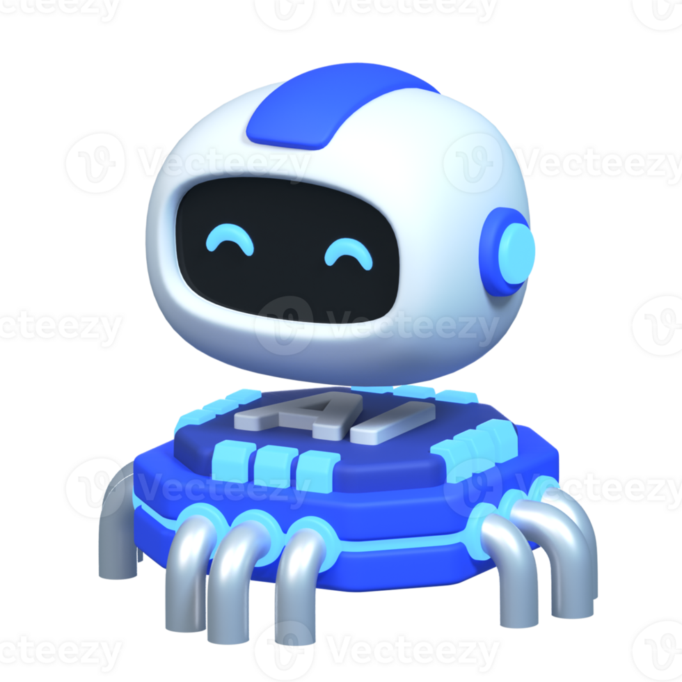 3D rendered robot ai illustration png