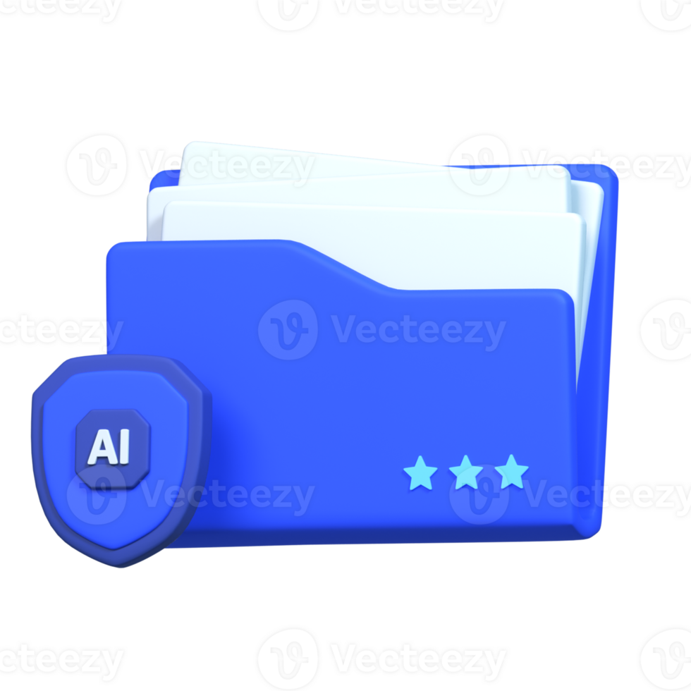 3D rendered data security AI illustration png