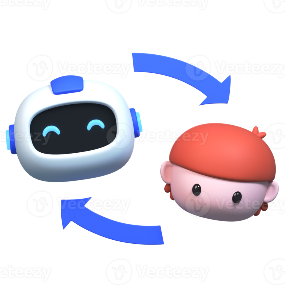 3D rendered AI Collaboration illustration png