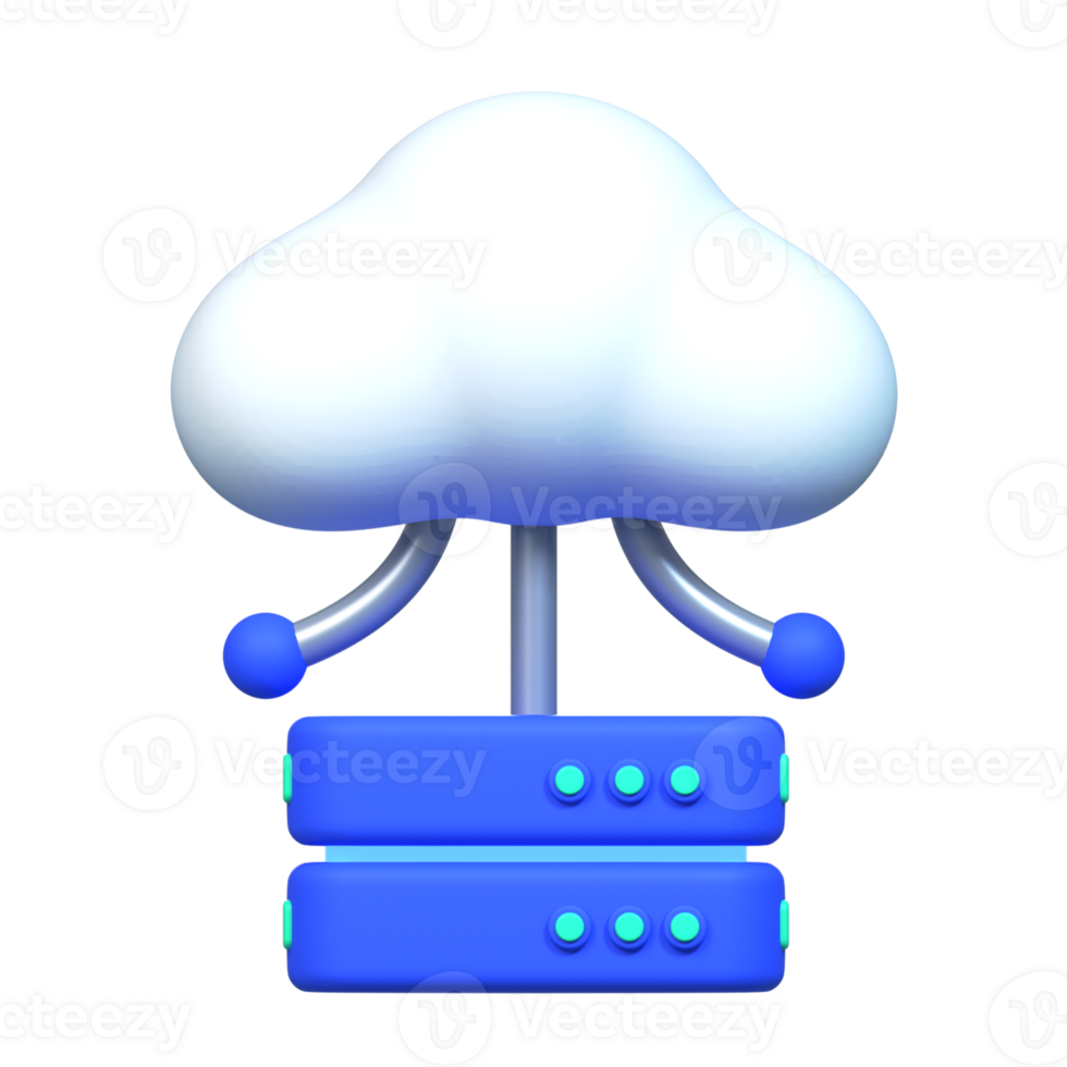 3D rendered Cloud Database AI illustration png